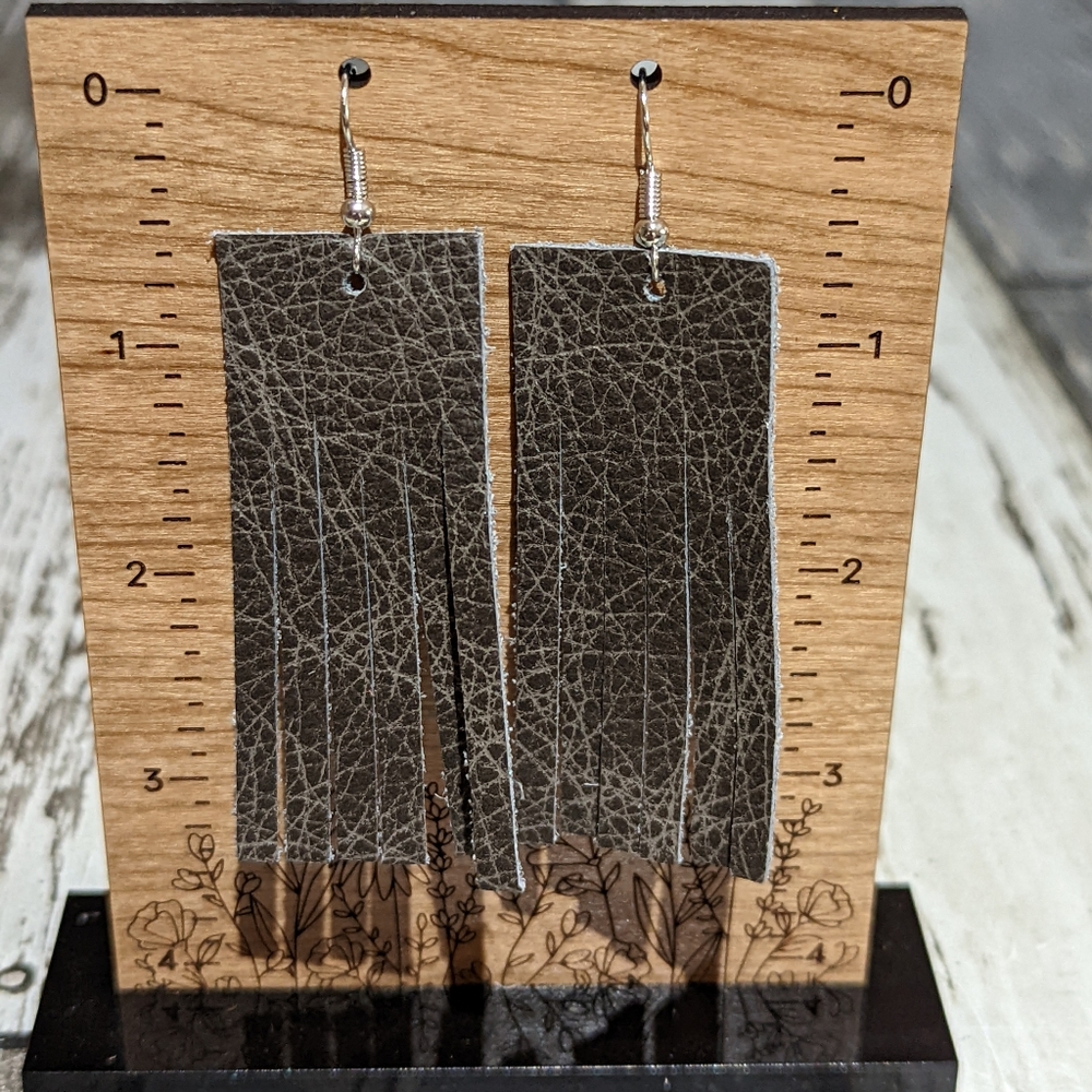 3 for $6 Item: Gray Leather Tassel Fringe Earrings NEW!
